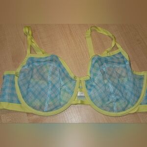 Checkered Blue and Yellow Bra